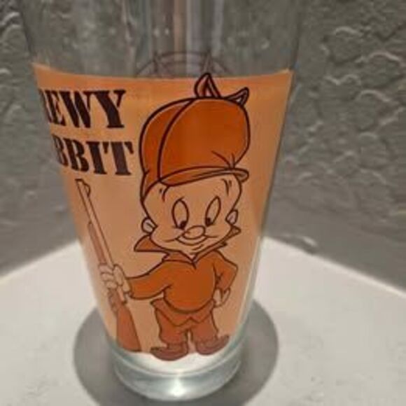 Looney Tunes Bugs Bunny Elmer Fudd Screwy Wabbit Drinking Glass - Picture 2 of 5